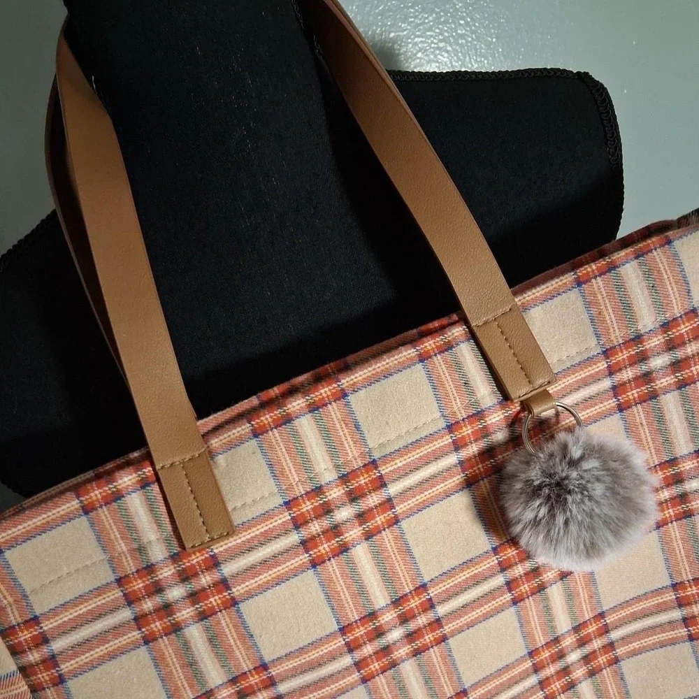 N/A plaid tote